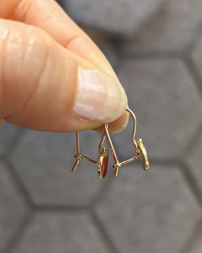 14 AYAR ELMA ŞEKERİ MENGEÇLİ ALTIN KÜPE - Görsel 2