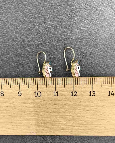 14 AYAR MİNİK UNİCORN MENGEÇLİ ALTIN KÜPE - Görsel 3