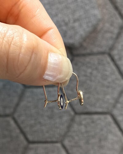 14 AYAR NAZAR BONCUĞU MENGEÇLİ ALTIN KÜPE - Görsel 2