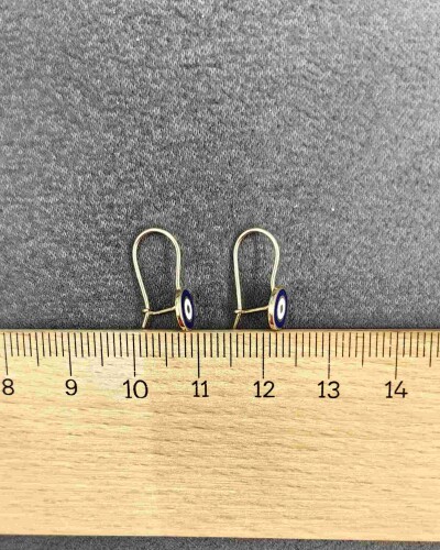 14 AYAR NAZAR BONCUĞU MENGEÇLİ ALTIN KÜPE - Görsel 3