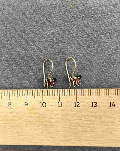 14 AYAR KRAL KELEBEK MENGEÇLİ ALTIN KÜPE - Görsel 3