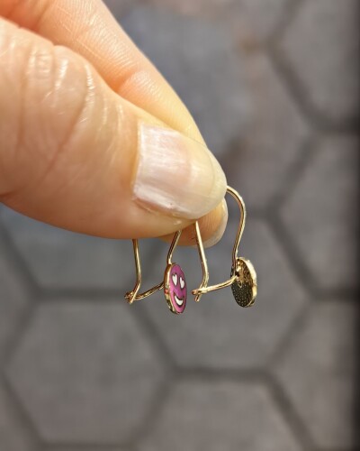 14 AYAR AŞIK EMOJİ MENGEÇLİ ALTIN KÜPE - Görsel 2