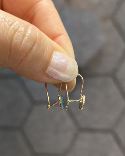 14 AYAR MOTİF DESEN MENGEÇLİ ALTIN KÜPE - Görsel 2