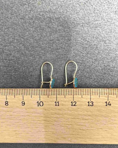 14 AYAR MOTİF DESEN MENGEÇLİ ALTIN KÜPE - Görsel 3