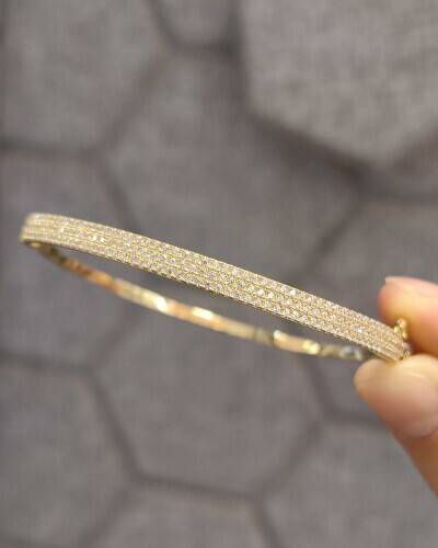 14 AYAR ÜÇ SIRA TAŞLI TARZ ALTIN KELEPÇE - Görsel 2