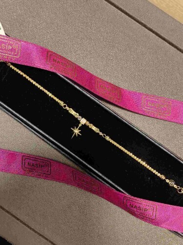 KUTUP YILDIZI FİGÜRLÜ ÜÇ RENK İTALYAN ZİNCİRLİ DORİKALI 14 AYAR ALTIN TARZ BİLEKLİK - Görsel 3