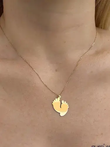 AYAK İZİ MODEL ALTIN KOLYE 8 AYAR - Görsel 2