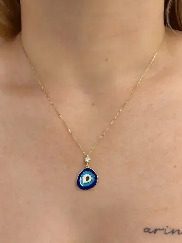 NAZAR MODEL ALTIN KOLYE 8 AYAR - Görsel 2