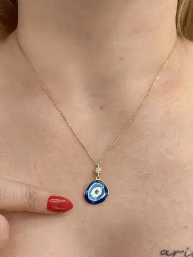 NAZAR MODEL ALTIN KOLYE 8 AYAR - Görsel 3