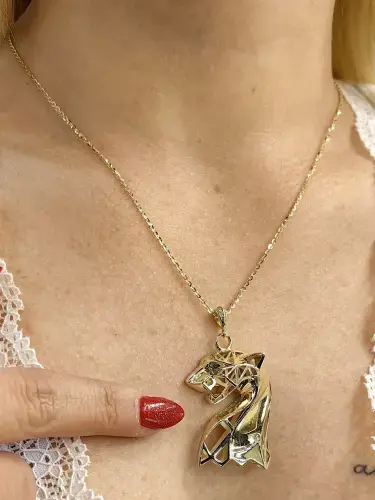 PANTER MODEL ALTIN KOLYE 14 AYAR - Görsel 5