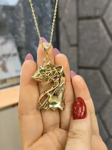 PANTER MODEL ALTIN KOLYE 14 AYAR - Görsel 4