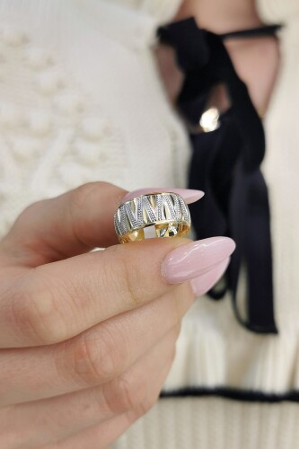 14 AYAR V MODEL ALTIN ALYANS YÜZÜK 8 MM - Görsel 2