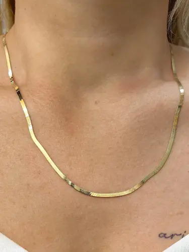 JİLET ZİNCİR ALTIN KOLYE 14 AYAR XZNC00514 - Görsel 3