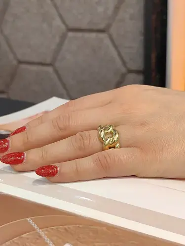 14 AYAR ZİNCİR MODEL FANTAZİ ALTIN YÜZÜK - Görsel 5