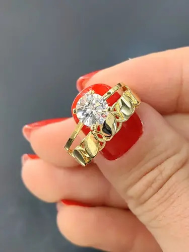 14 AYAR PUL DETAYLI TWİN ALTIN YÜZÜK - Görsel 3