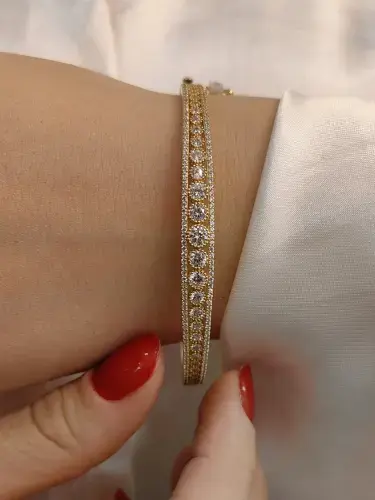 TAŞLI TARZ KELEPÇE ALTIN 14 AYAR - Görsel 2